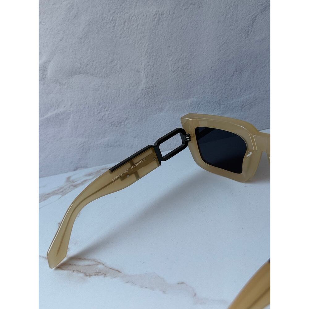 NEW Off White Boston Beige Square Unisex Sunglasses - Picture 6 of 7